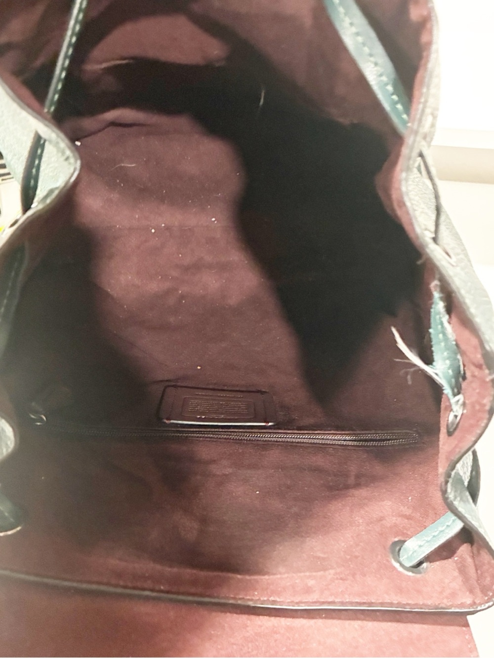 COACH Kleo Backpack QB Forest Green Leather Suede Purse - Picture 5 of 6